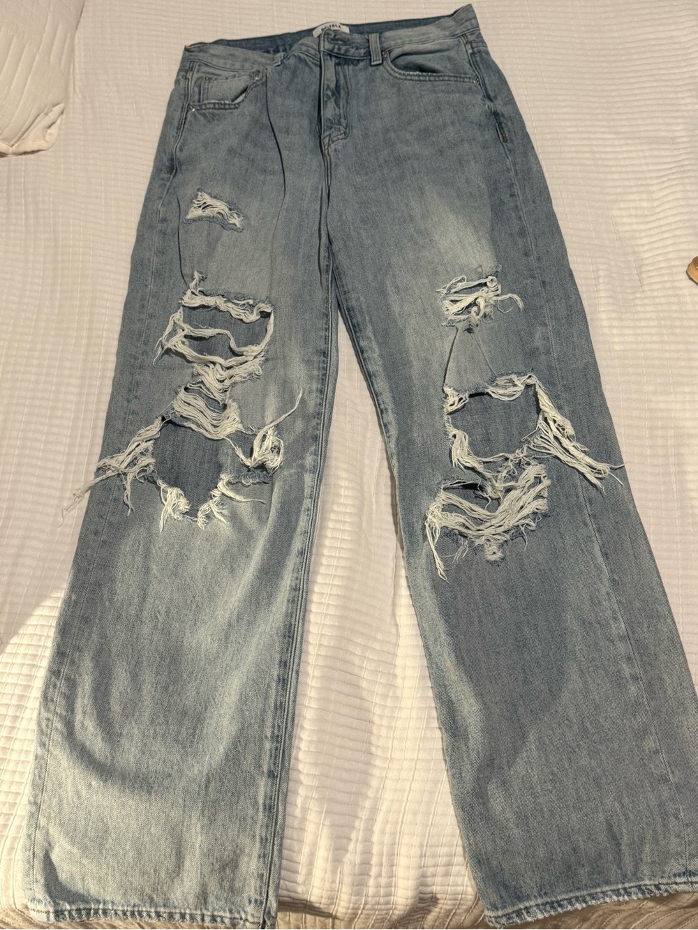 pistola Light Blue Distressed Wide-Leg Jeans
